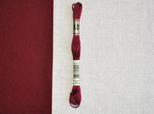 DMC stranded cotton embroidery thread - 814 - matches 'Cherry Jam' wool felt-Cloud Craft