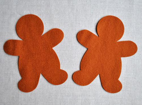 Wool felt gingerbread man shapes - pack of 2-Cloud Craft